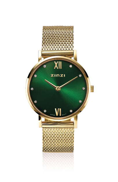Lady Crystal Groen 28mm - ZINZI Horloge