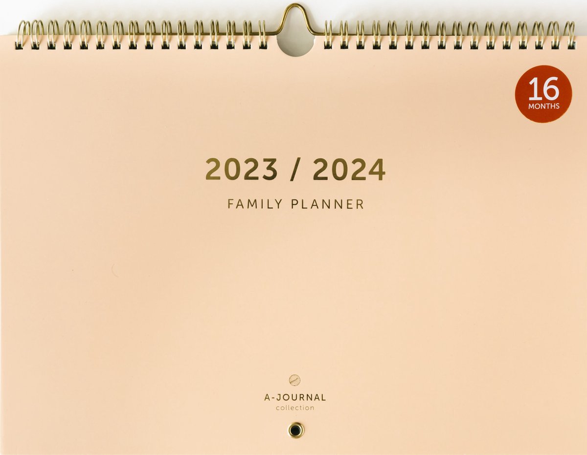 a-journal 16 mnd familieplanner 2023-2024 beige stijlvolle beige agenda
