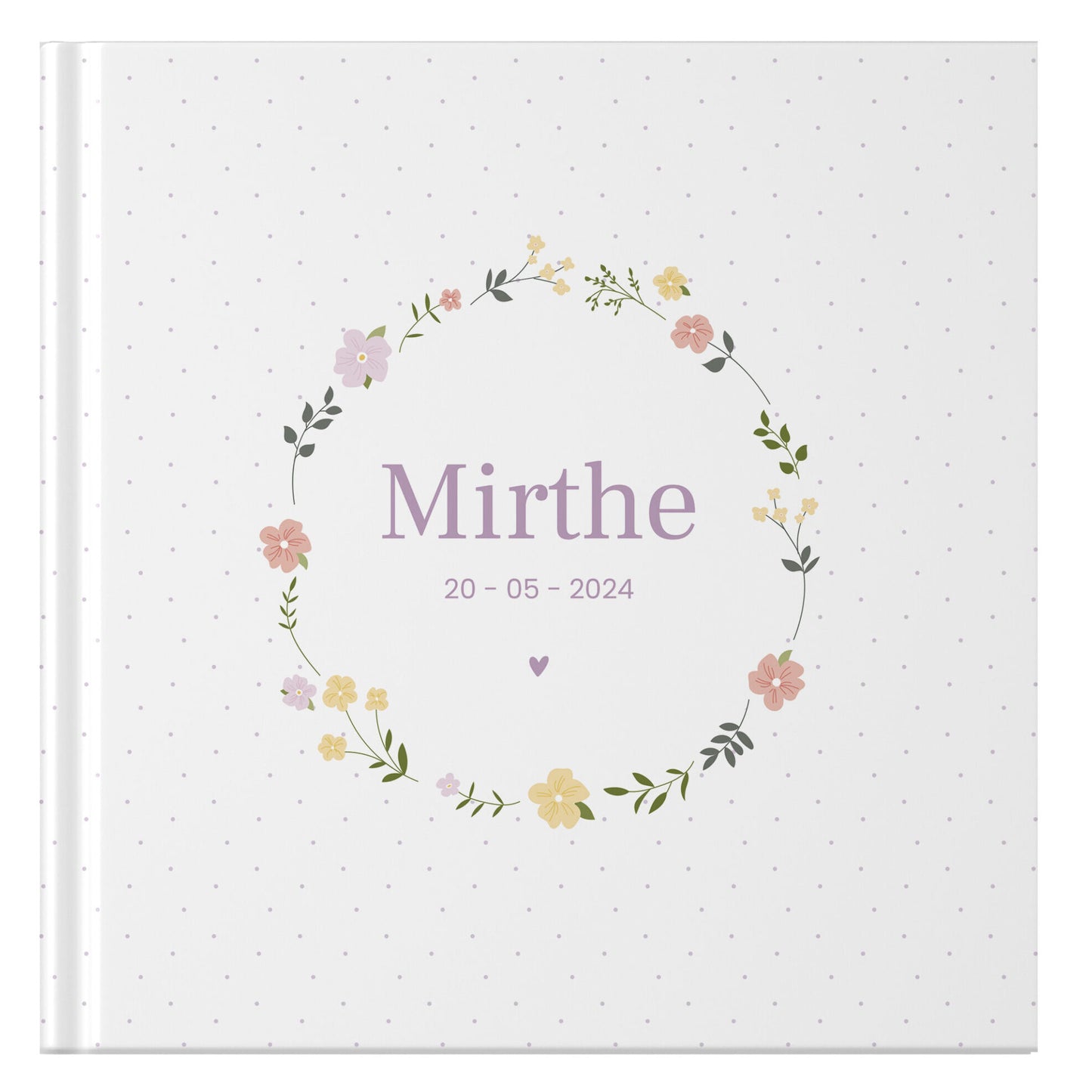 ontwerp je eigen babyboek - floral wreath dots